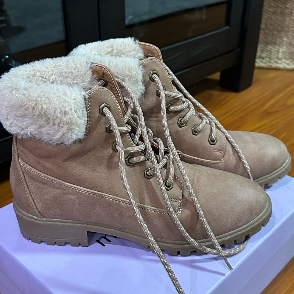 Madden Girl Beige Fur-Lined Winter Boots